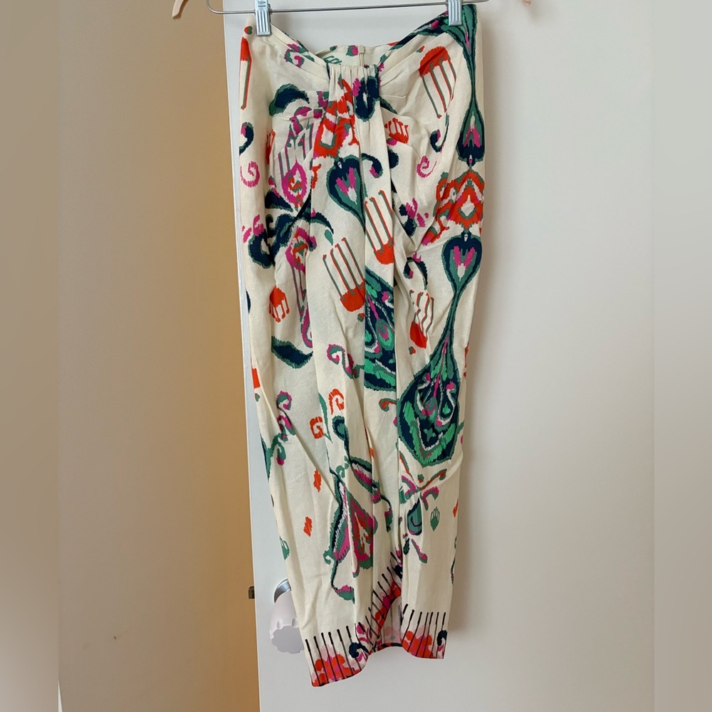 Zara printed linen maxi skirt